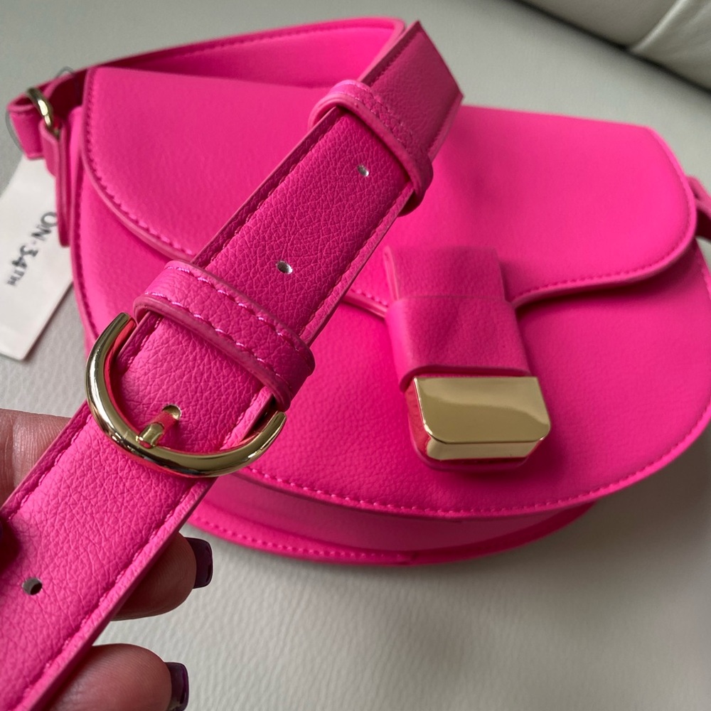 Hot Pink Crossbody Bag with Gold Hardware